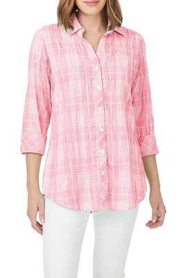 Foxcroft Faith Beach Plaid Button-Up Tunic Shirt at Nordstrom,