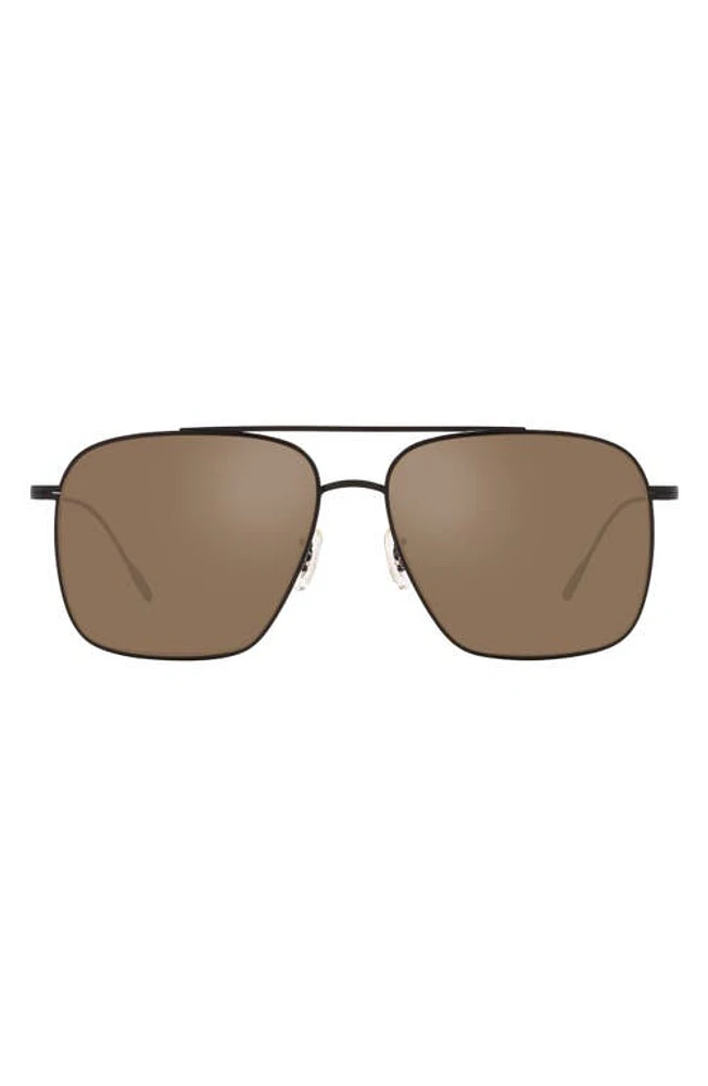 Oliver Peoples Dresner 56mm Mirrored Pilot Sunglasses in Tortoise at Nordstrom