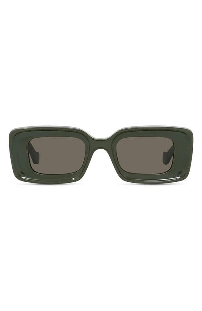 Loewe Anagram 46mm Geometric Sunglasses in Shiny Dark Green /Brown at Nordstrom