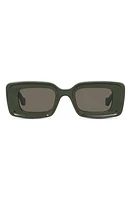 Loewe Anagram 46mm Geometric Sunglasses in Shiny Dark Green /Brown at Nordstrom