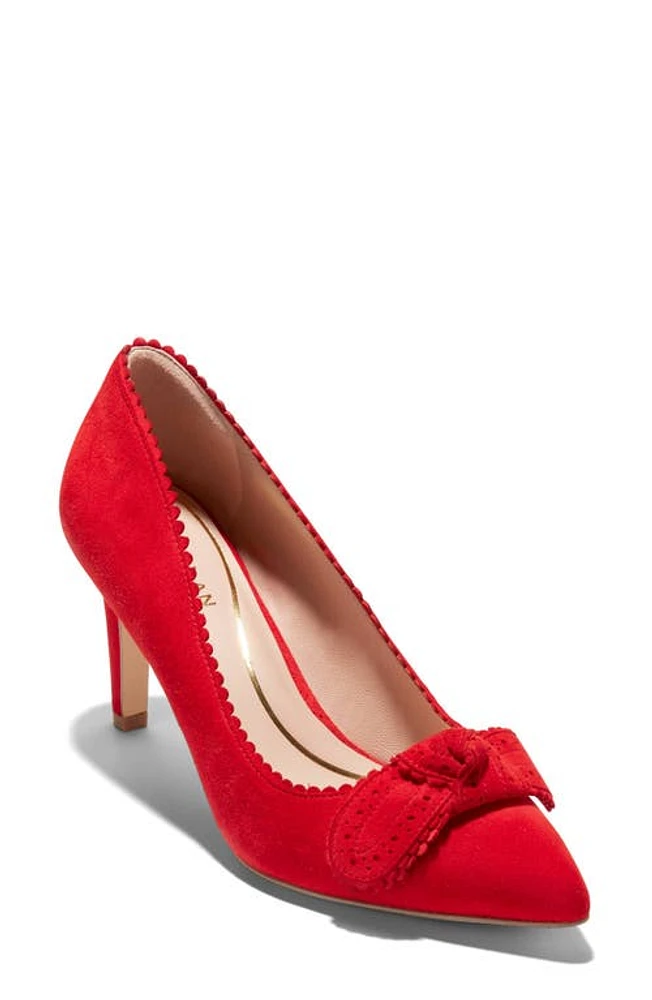 Cole Haan Bellport Bow Pointed Toe Pump True Red Suede at Nordstrom,