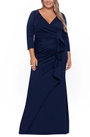 Xscape Evenings Side Ruched Scuba Gown at Nordstrom,