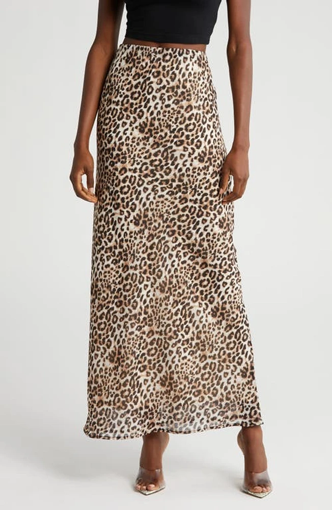 WAYF Mae Leopard Print Maxi Skirt at Nordstrom,