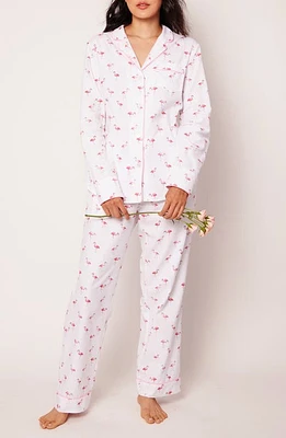 Petite Plume Flamingos Cotton Pajamas White at Nordstrom,