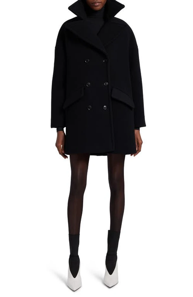 Alaia Caban Double Breasted Virgin Wool Blend Coat Noir at Nordstrom, Us