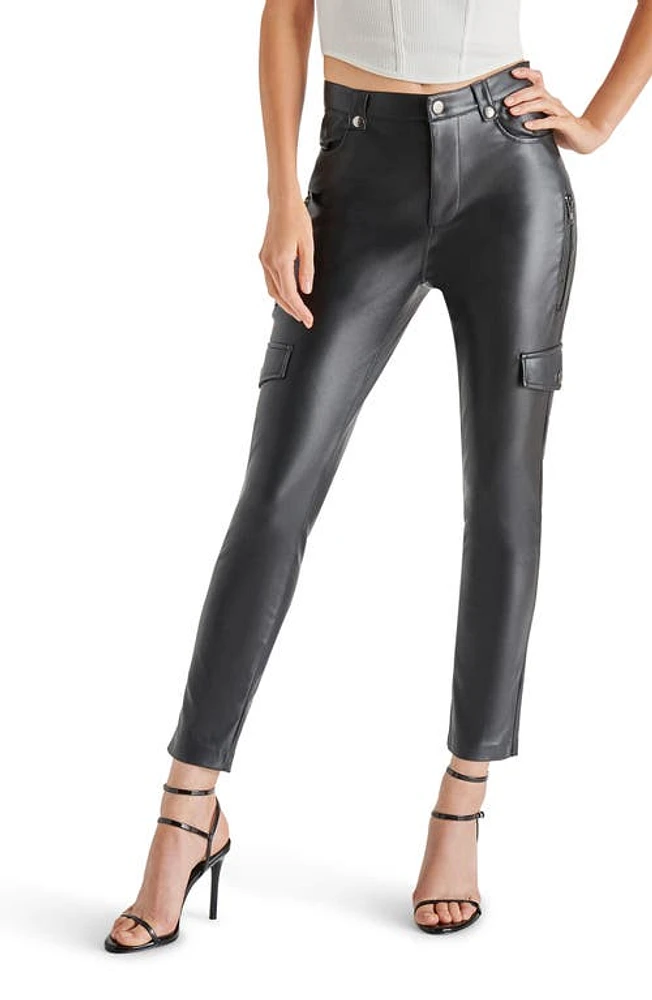 Steve Madden Yolanda Faux Leather Skinny Cargo Pants in Black at Nordstrom, Size Small