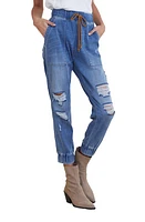 Bella Dahl Ripped High Waist Denim Joggers in Venice Wash at Nordstrom, Size X-Large