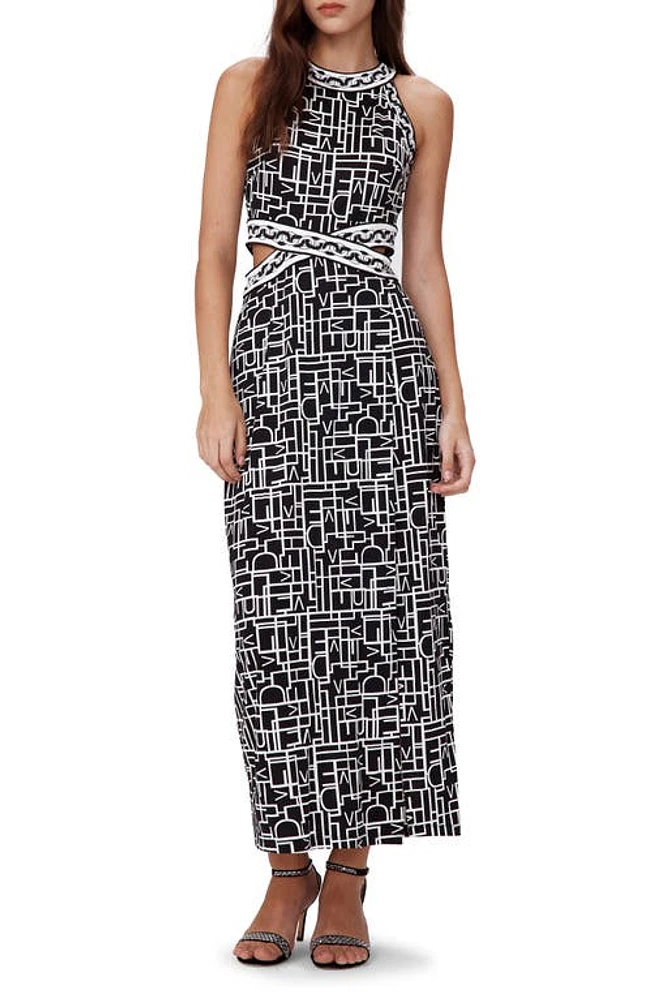 Diane von Furstenberg Zeus Logo Print Dress Love Black/Chain at Nordstrom,