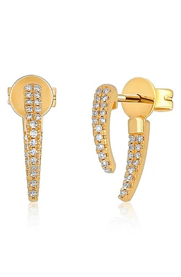 EF Collection Mini Diamond Front/Back Hook Earrings in 14K Yellow Gold at Nordstrom