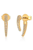 EF Collection Mini Diamond Front/Back Hook Earrings in 14K Yellow Gold at Nordstrom