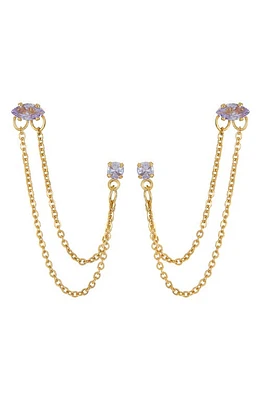 Ettika Double Piercing Chain Drop Earrings in Lavender at Nordstrom