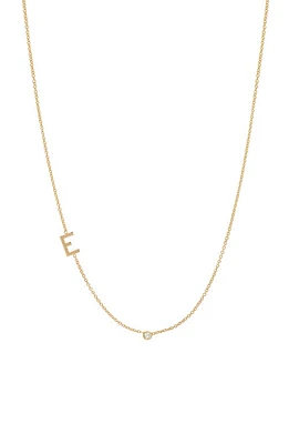 BYCHARI Asymmetric Initial & Diamond Pendant Necklace in 14K Yellow Gold-E at Nordstrom