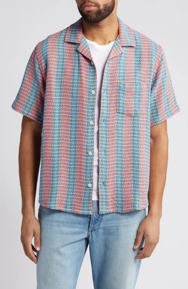 Corridor Iris Plaid Short Sleeve Button-Up Shirt Pink at Nordstrom,