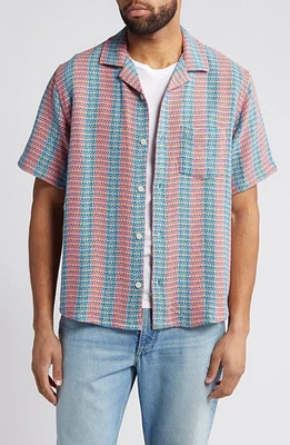 Corridor Iris Plaid Short Sleeve Button-Up Shirt Pink at Nordstrom,