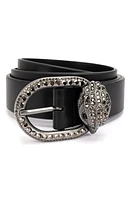 Kurt Geiger London Jewel Buckle Leather Belt Black/Ant. Silver at Nordstrom,