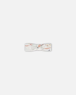 Deux Par Deux Baby Girl's Organic Cotton Headband Heather Beige With Printed Cat at Nordstrom