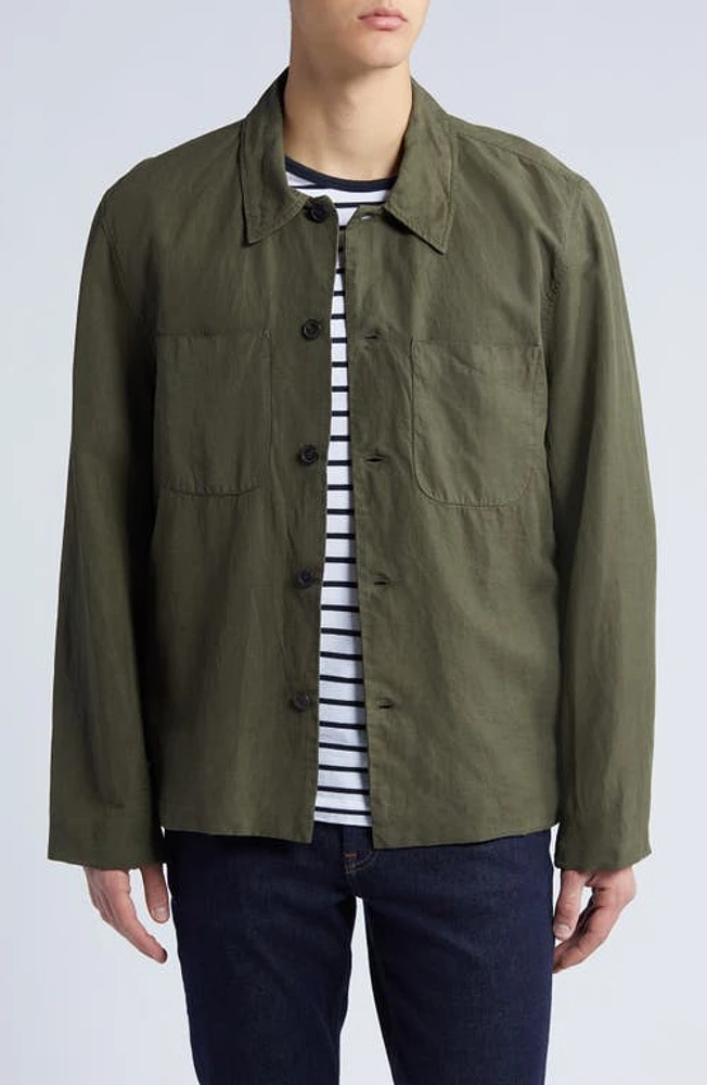 Officine Générale Harrison Shirt Jacket Olive Night at Nordstrom,