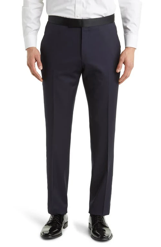 BOSS Genius Virgin Wool Tux Pants Navy at Nordstrom,