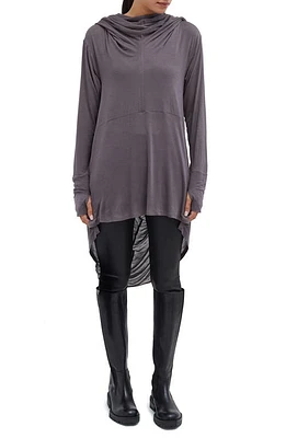 Marcella Oslo Semisheer Hooded Long Sleeve High-Low Jersey Tunic Anthracite at Nordstrom,