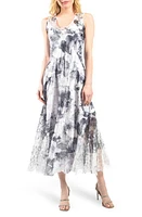 Komarov Lace-Up Back Charmeuse Maxi Dress Watercolor Floral at Nordstrom,