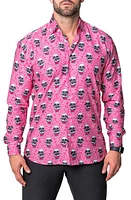 Maceoo Fibonacci Skull Sonic Regular Fit Cotton Blend Button-Up Shirt Red at Nordstrom,