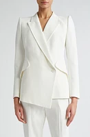 Alexander McQueen Drop Hem Fitted Crepe Blazer Light Ivory at Nordstrom, Us