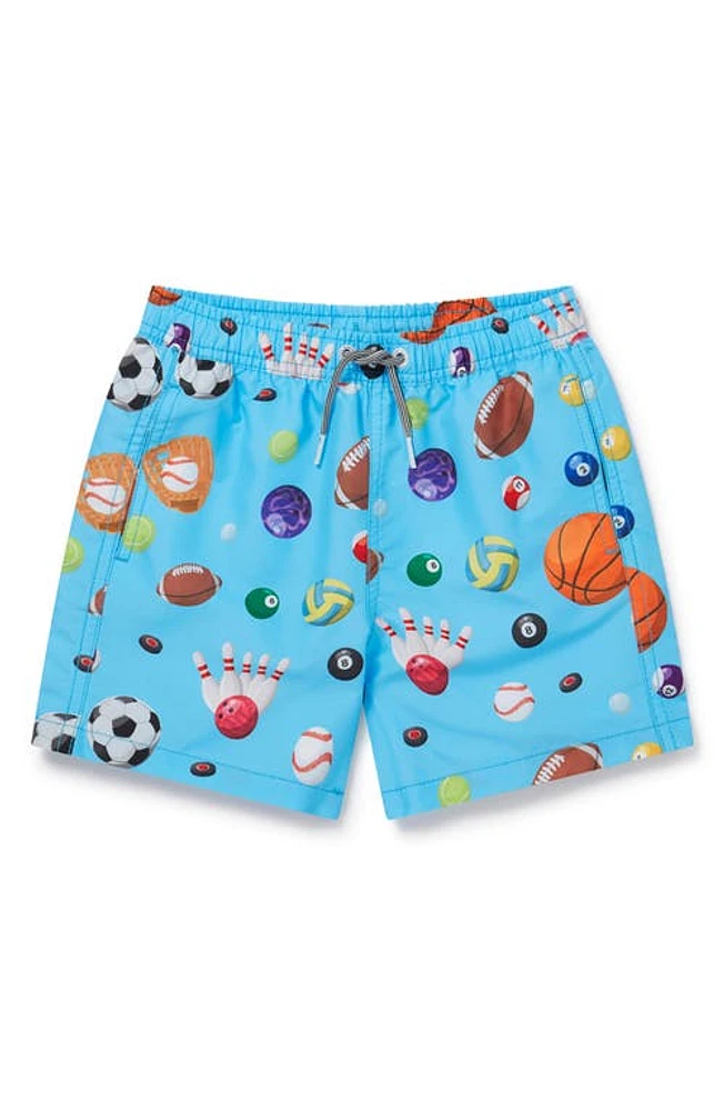 Boardies Kids' Sports Ball Swim Trunks in Blue at Nordstrom, Size 13Y