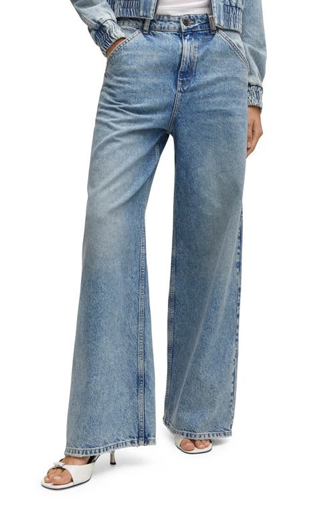 MANGO Wide Leg Jeans in Medium Vintage Blue at Nordstrom, Size 2