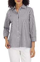 Foxcroft Sandra Stripe Cotton Blend Button-Up Shirt at Nordstrom