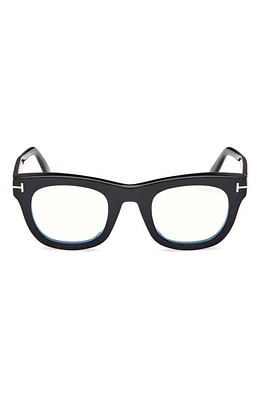 TOM FORD 48mm Square Blue Light Blocking Glasses in Shiny Black at Nordstrom