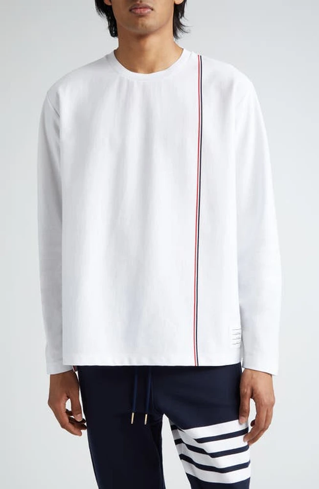 Thom Browne Oversize Long Sleeve Cotton T-Shirt White at Nordstrom,