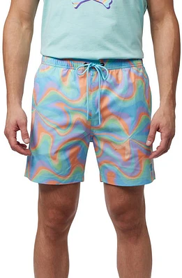 Psycho Bunny Bloomington Color Swirl Swim Trunks Water Ballet at Nordstrom,