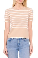 CeCe Stripe Short Sleeve Cotton Sweater at Nordstrom,