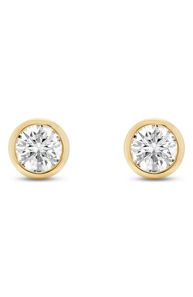 LIGHTBOX 1-Carat Lab Grown Diamond Bezel Stud Earrings in White/14K White Gold at Nordstrom