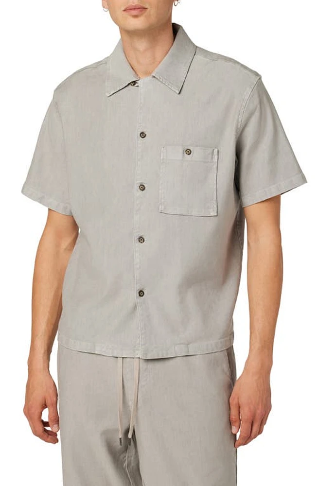 Hudson Jeans Short Sleeve Linen Blend Button-Up Camp Shirt Cement at Nordstrom,