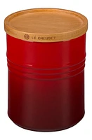 Le Creuset Glazed Stoneware 2 1/2 Quart Storage Canister with Wooden Lid in Cherry at Nordstrom