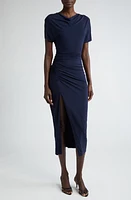 Jason Wu Collection Ruched Short Sleeve Jersey Dress Bright Navy at Nordstrom,