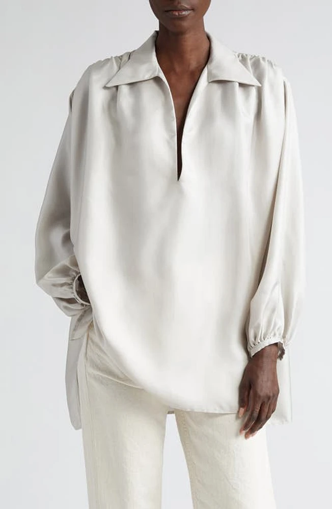 BITE Studios Nuancer Oversize Organic Silk Satin Top Dawn at Nordstrom,