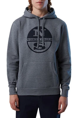 NORTH SAILS Logo Graphic Cotton Hoodie Medium Grey Melange at