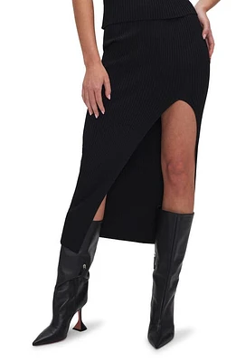 Good American Shine Ribbed Slit Midi Skirt at Nordstrom,