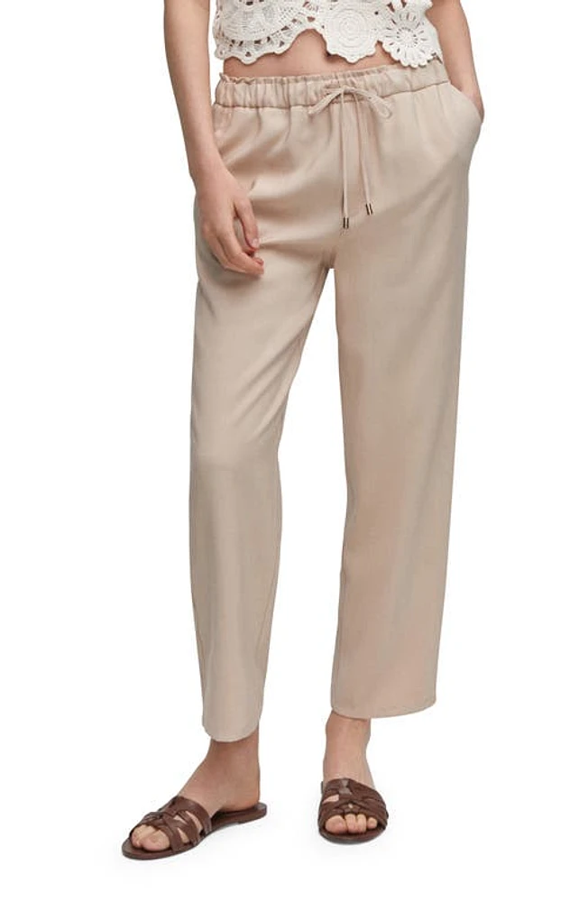 MANGO Flowy Straight Leg Pants in Beige at Nordstrom, Size X-Small