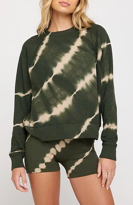 Spiritual Gangster Tie Dye Forever Cotton & Modal Sweatshirt Loden at Nordstrom,