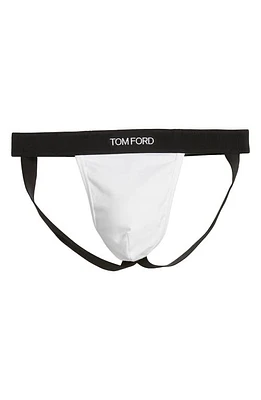 TOM FORD Logo Jacquard Stretch Cotton Jockstrap in White at Nordstrom, Size X-Large