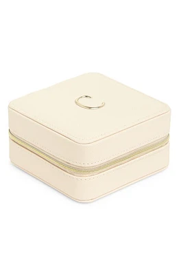 Nordstrom Initial Square Zip Travel Case in C- Cream- Gold at Nordstrom