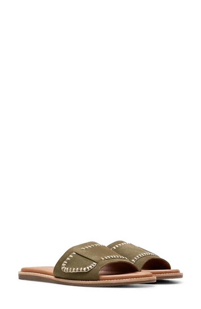 Clarks(r) Maritime Slide Sandal in Olive Suede at Nordstrom, Size 11