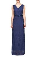 Kay Unger Hendrix Sleeveless Lace Column Gown Midnight at Nordstrom,