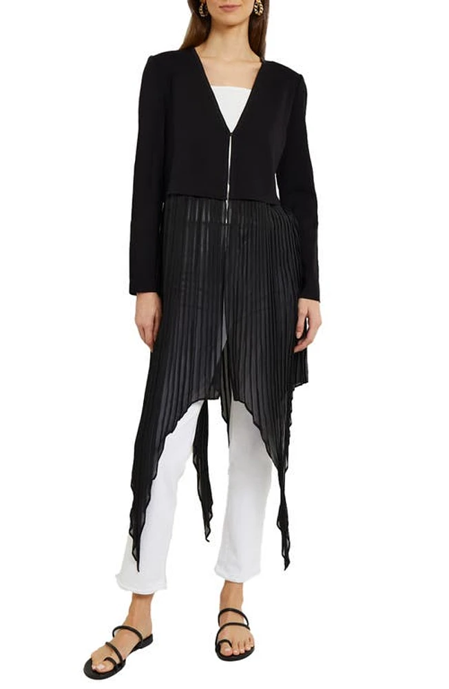 Misook V-Neck Sweater Jacket with Removable Fringe Black at Nordstrom,