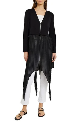 Misook V-Neck Sweater Jacket with Removable Fringe Black at Nordstrom,