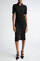 Versace Rib Midi Shirtdress Black at Nordstrom, Us