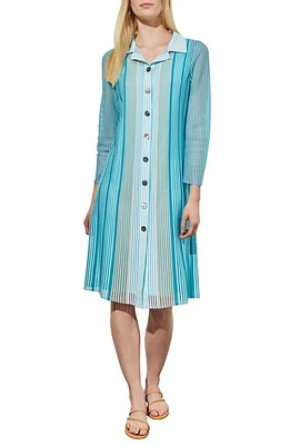 Ming Wang Long Sleeve Shirtdress Oceanfront/bermuda/limestone at Nordstrom,